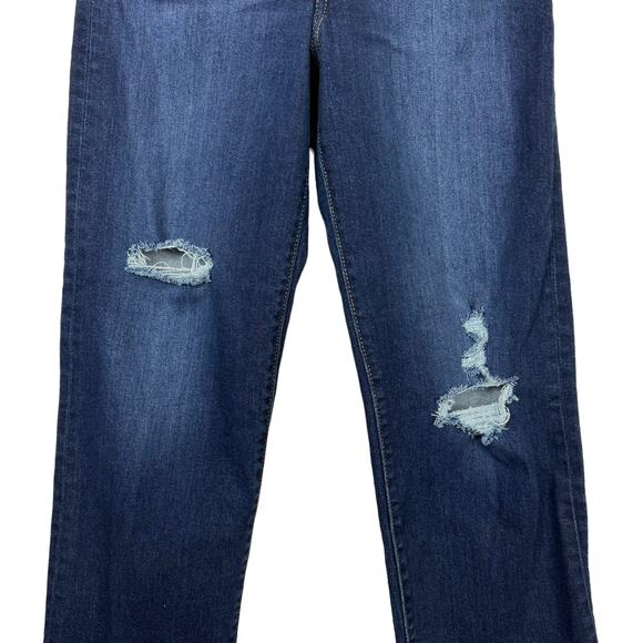 Levi's | Dark Wash Ribcage Straight Ankle Distressed High Rise Button Fly Jeans - Picture 5 of 10